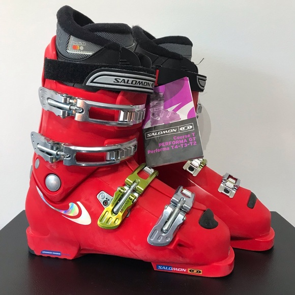 NWT Salomon Course T Snow Ski Boots Flex 41 8 Mens 8 Womens 9 Red 13.5" - Picture 7 of 16
